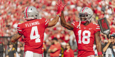 Ohio State football wide receivers Marvin Harrison Jr and Julian Fleming