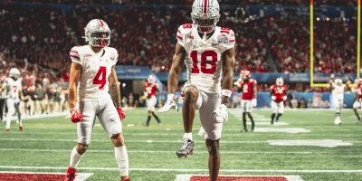 Marvin Harrison Jr. Celebrating Peach Bowl Touchdown | Image Credit: The Ohio State University Department of Athletics