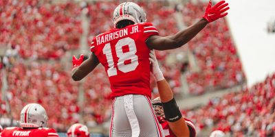 Marvin Harrison Jr. celebrating a touchdown against Youngstown State | Image Credit: The Ohio State University Department of Athletics