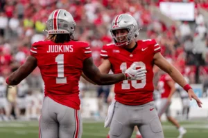 Ohio State QB Will Howard and RB Quinshon Judkins | Image Credit: The Ohio State University Department of Athletics