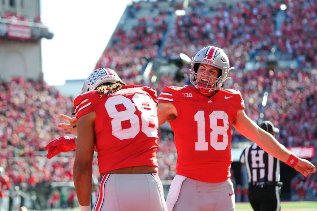 Ohio State QB Will Howard and TE Gee Scott Jr. | Image Credit: The Ohio State University Department of Athletics