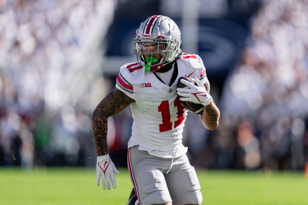 Ohio State WR Brandon Inniss scores a touchdown against No. 3 Penn State | Image Credit: The Ohio State University Department of Athletics 