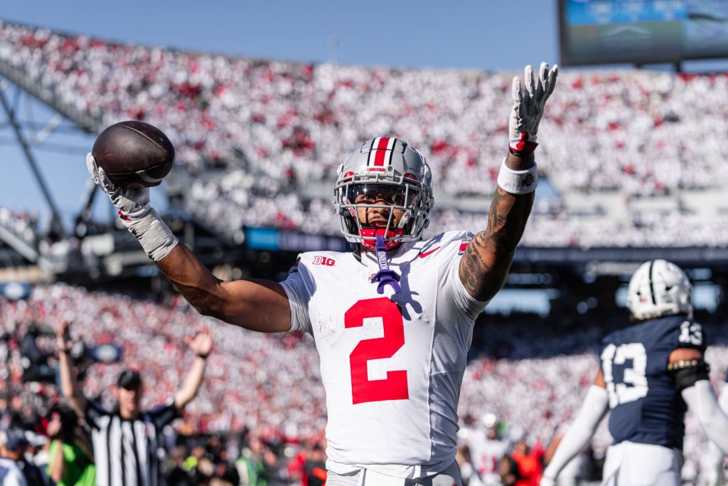 Ohio State WR Emeka Egbuka scores a touchdown against No. 3 Penn State | Image Credit: The Ohio State University Department of Athletics