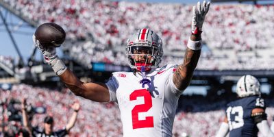 Ohio State WR Emeka Egbuka scores a touchdown against No. 3 Penn State | Image Credit: The Ohio State University Department of Athletics