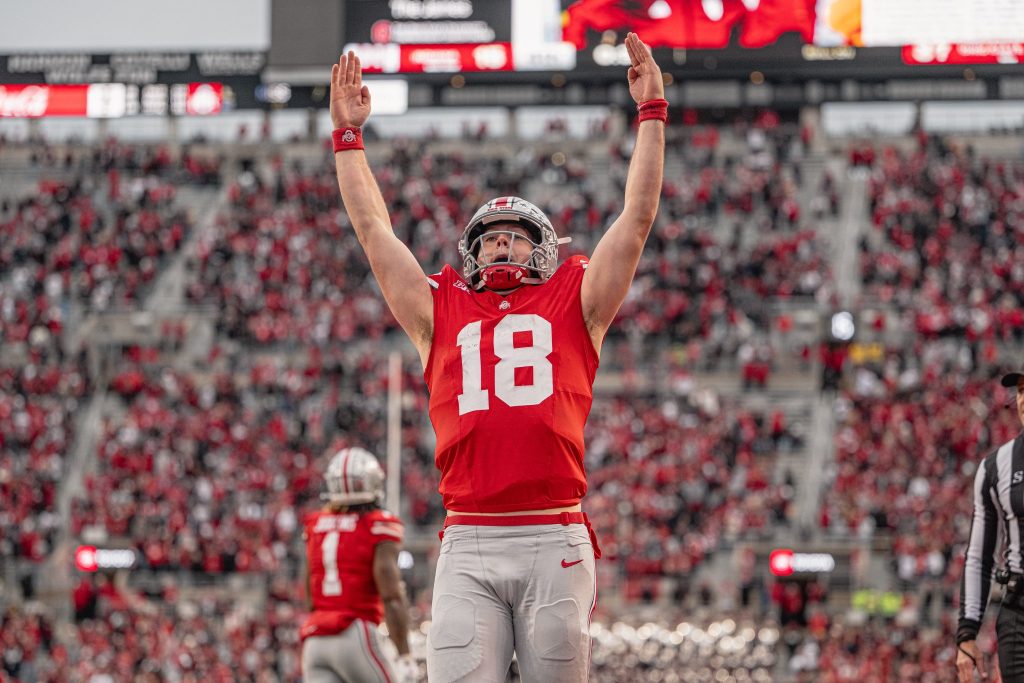 Ohio State QB Will Howard scores touchdown against Indiana | Image Credit: The Ohio State University Department of Athletics