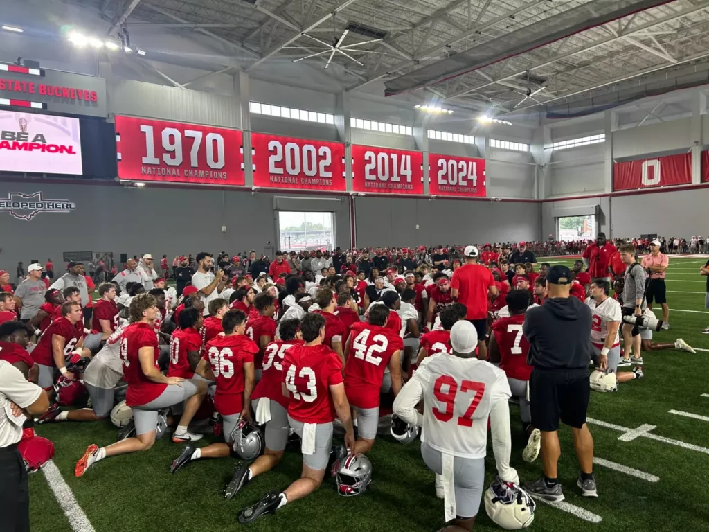 Ohio State Head Coach Ryan Day Welcomes 120 players to the program's 2025 Fall Camp. | image Credit: The Ohio State University Department of Athletics