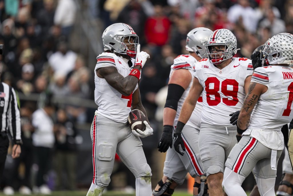 Ohio State WR Jeremiah Smith celebrates againts Purdue | Image Credit: The Ohio State University Department of Athletics