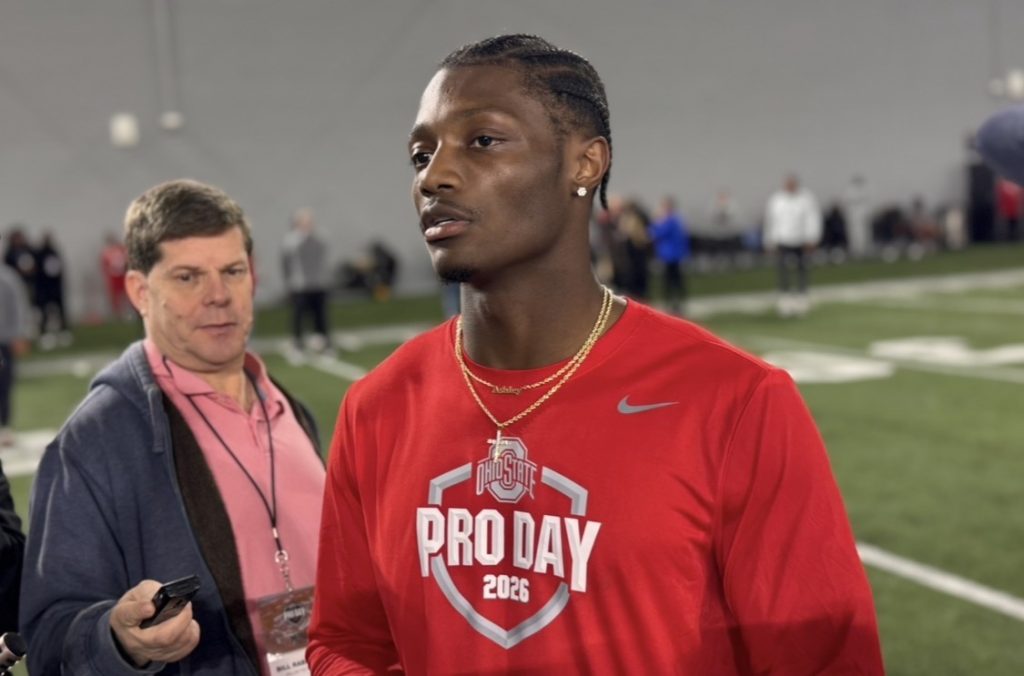 Ohio State WR Carnell Tate at Pro Day | Image Credit: Blake Biscardi/The Silver Bulletin