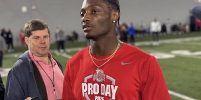 Ohio State WR Carnell Tate at Pro Day | Image Credit: Blake Biscardi/The Silver Bulletin