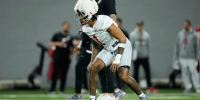 Ohio State Buckeyes cornerback Earl Little Jr. (1) lines up during the first day of spring workouts for the 2026 football season at Woody Hayes Athletic Complex in Columbus on March 10, 2026. | Adam Cairns/Columbus Dispatch / USA TODAY NETWORK via Imagn Images