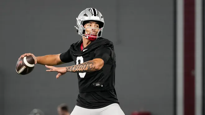 Tavien St. Clair warming up