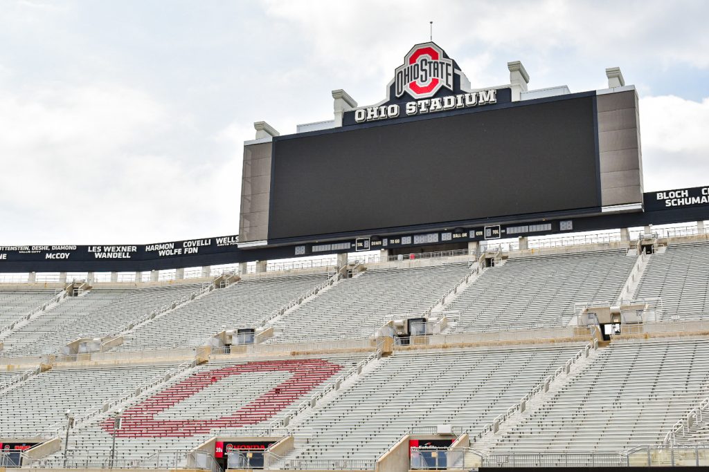 Ohio State scoreboard inside The Horseshoe | Image Credit: Ashton Stepter, Founder + Creative Director of ASP & Co. in St. Petersburg, FL. @theashtonstepter