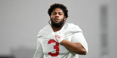 Ohio State Buckeyes defensive tackle James Smith (3) warms up during the first day of spring workouts for the 2026 football season at Woody Hayes Athletic Complex in Columbus on March 10, 2026. Adam Cairns/Columbus Dispatch