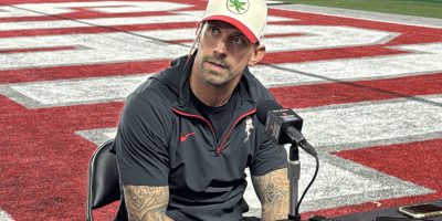 Ohio State LB Coach James Laurinaitis on April 2, 2026 | Image Credit: Blake Biscardi/The Silver Bulletin