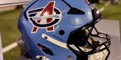 UFL Football: Columbus Aviators helmet at home opener vs DC Defenders | Image Credit: Blake Biscardi/The Silver Bulletin