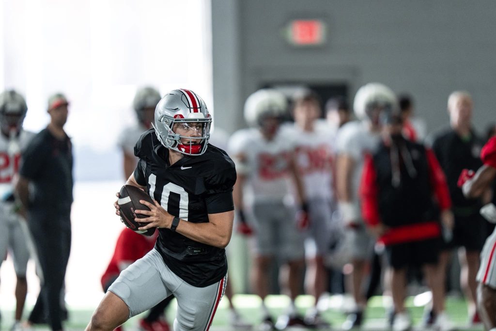 Ohio State quarterback Julian Sayin at Spring practice | Image Credit: Ohio State Football