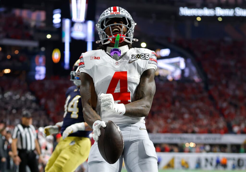 Jeremiah Smith has earned preseason Big Ten Offensive Player of the Year honors as he enters his second season at Ohio State as voted on in the Cleveland.com preseason poll. | Getty Images