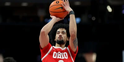 Jan 26, 2026; Columbus, Ohio, USA; Ohio State Buckeyes guard Taison Chatman (3) shoots a free throw during the second half against the Penn State Nittany Lions at Value City Arena. Mandatory Credit: Joseph Maiorana-Imagn Images | Joseph Maiorana-Imagn Images