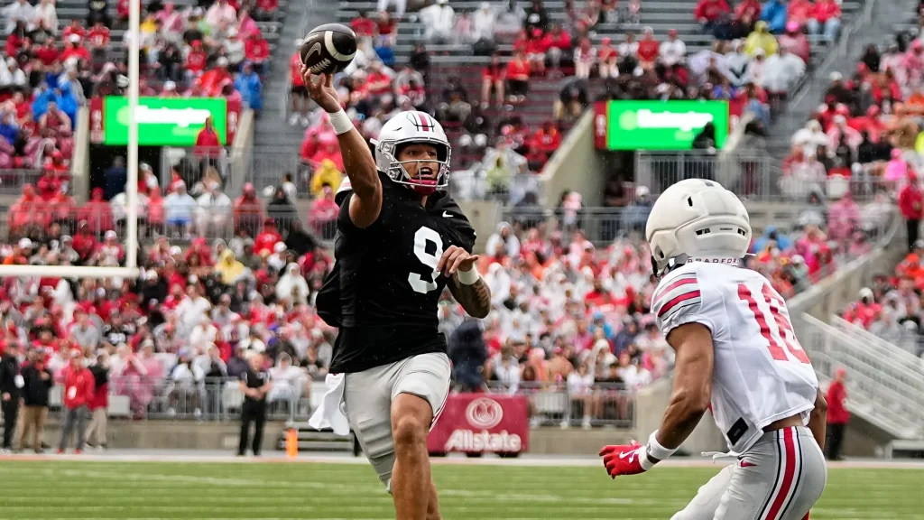 Ohio State Buckeyes quarterback Tavien St. Clair got an unthinkable assessment for his spring game showing | Adam Cairns/Columbus Dispatch / USA TODAY NETWORK via Imagn Images