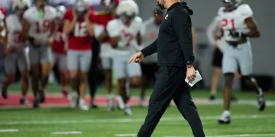 Ohio State Buckeyes head coach Ryan Day leads the first day of spring workouts for the 2026 football season at Woody Hayes Athletic Complex in Columbus on March 10, 2026. Adam Cairns/Columbus Dispatch, Adam Cairns/Columbus Dispatch / USA TODAY NETWORK Via Imagn Images