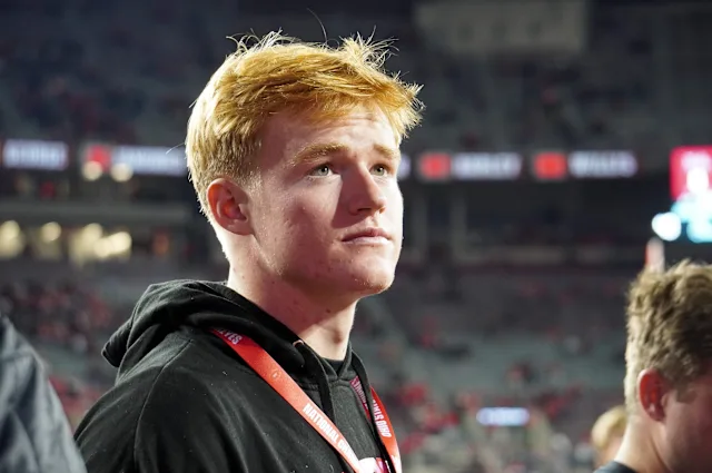 Huntington Beach quarterback Brady Edmunds visits Ohio Stadium on the day of the Ohio State Buckeyes football game against UCLA on Nov. 15, 2025. Lori Schmidt / Columbus Dispatch / USA TODAY NETWORK via Imagn Images