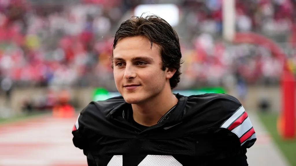 Quarterback Julian Sayin (10) walks across the field during the Ohio State football spring game at Ohio Stadium in Columbus on April 18, 2026. | Adam Cairns/Columbus Dispatch / USA TODAY NETWORK via Imagn Images