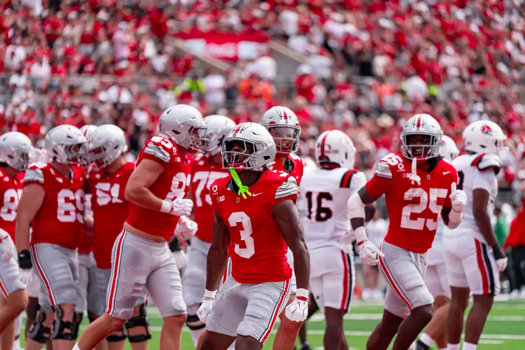 Ohio State wide receiver Devin McCuin against Ball State | Image Credit: Ohio State Football