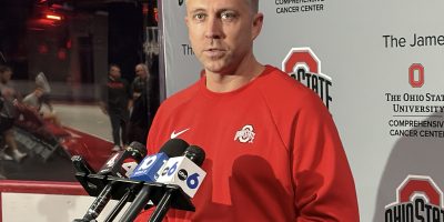 Ohio State Basketball head coach Jake Diebler address reporters ahead of the team's first practice of the 2026-27 season | Image Credit: Blake Biscardi/The Silver Bulletin