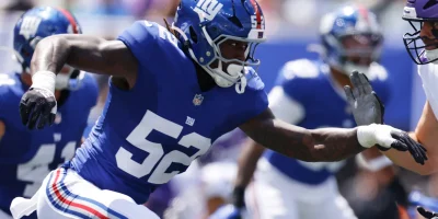 Arvell Reese rushes the quarterback during the Giants-Vikings preseason game on Aug. 15, 2026. Getty Images