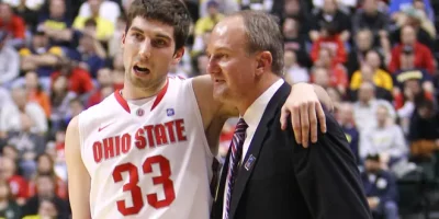Former Ohio State head coach Thad Matta with Jon Diebler | Image Credit: NEAL C. LAURON